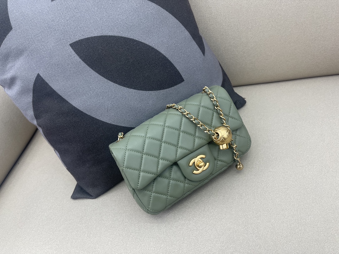 Small Classic Flap Lambskin Bag AS1787 Light Green